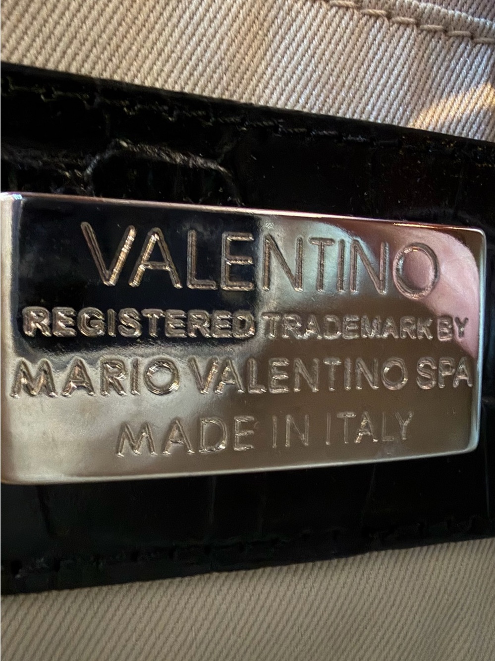 VALENTINO by Mario Valentino Black Croc-Embossed Mini Crossbody Bag - Picture 5 of 16